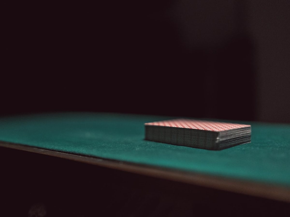 A blackjack table laid out on green felt